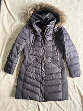 Michael Kors Down Puffer Coat Fur Trim Hood Size Medium